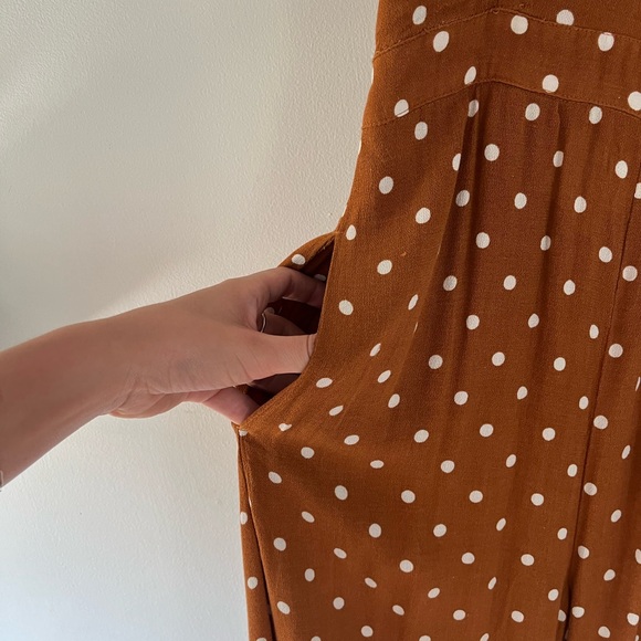 American Eagle Polka Dot Sleeveless Tie Back Jumpsuit Women’s XS - Picture 5 of 8